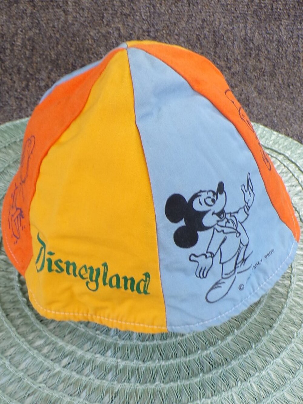 VINTAGE Kids Walt Disney World Productions Reversible Beach Ball Bucket Hat 70’s